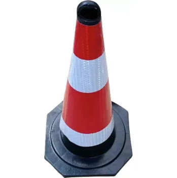 Dopravní zařízení Bílo-červený plastový reflexní dopravní kužel s gumovým podstavcem - šířka 36,5 cm, výška 66 cm