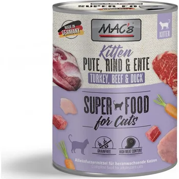 Krmivo pro kočku KONZ. MACS CAT PRO KOŤATA KRŮTA, HOVĚZÍ A KACHNA - 200 g (5+1 akce)