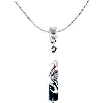 Náhrdelník Lampglas Náhrdelník Black & White s unikátní perlou Lampglas materiál závěsu a řetízku: rhodiované stříbro Ag 925/1000-pevná délka 45 cm