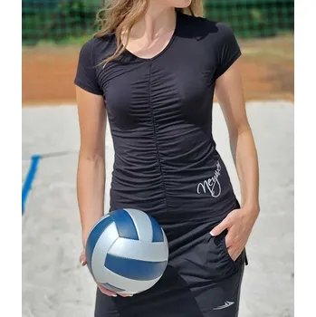 Dámské tričko NEYWER Dámské sportovní tričko s řasením černé TT480 Velikost: XS