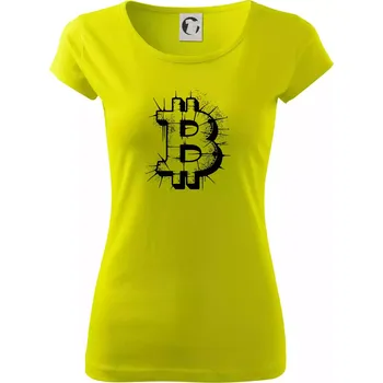 Dámské tričko Bitcoin kresba tužku - Dámské triko Pure - M ( Limetková )