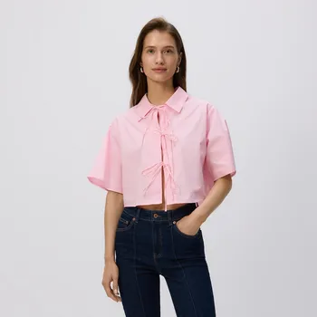 Dámská košile Reserved - Košile s vazačkou - pastelově růžová - 057HN-03X - 057HN-03X-XL