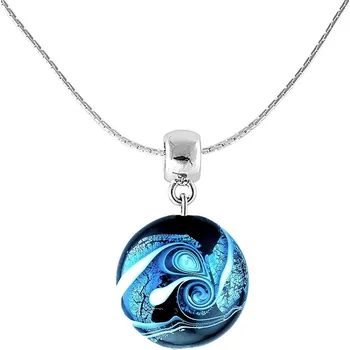Náhrdelník Lampglas Náhrdelník Sea Wave Amulet s ryzím stříbrem v perle Lampglas materiál závěsu a řetízku: rhodiované stříbro Ag 925/1000 (na základě vývoje se provedení závěsu a řetízku může lišit od fotografie) - pevná délka 45 cm