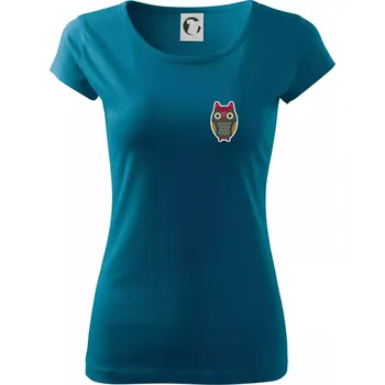 Dámské tričko Folklor na prsu sova - Dámské triko Pure - XS ( Petrolejová )