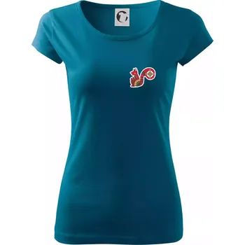 Dámské tričko Folklor na prsu veverka - Dámské triko Pure - 2XL ( Petrolejová )