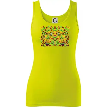 Folklor - barevně kvetiny obdélník - Dámské tílko - S ( Limetková )