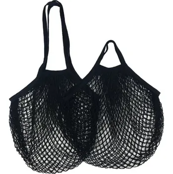 Nákupní síťová taška z bavlny | ekologická taška, nákupní taška - Černá 08 , S-10x35x38cm