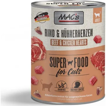 Krmivo pro kočku KONZ. MACS CAT HOVĚZÍ A KUŘECÍ SRDCE - 200 g (5+1 akce)