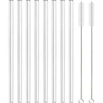 Skleněné smoothie brčko 20 cm průhledné | skleněné brčko, ekologické brčko - 8 ks rovných