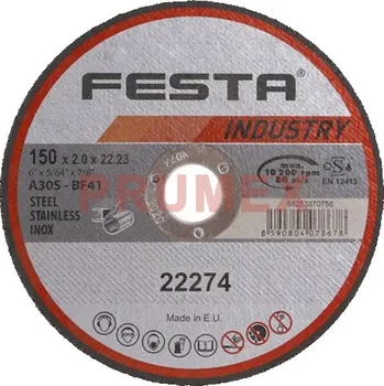 Řezný kotouč Řezný kotouč na kov 150x2,0x22,2 rovný INDUSTRY, FESTA 22274