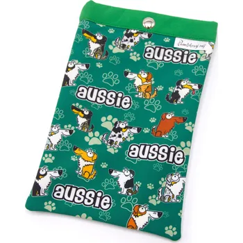 Obal na doklad Pískací Potvůrky Obal na očkovací průkaz psa – australský ovčák Vyberte barvu: tmavě zelená aussie