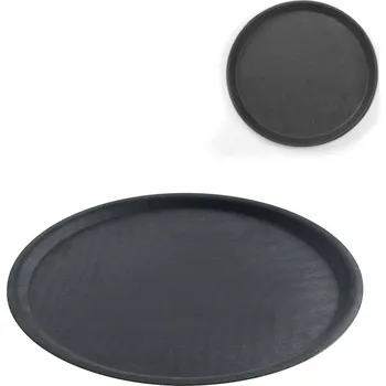 Protiskluzový kulatý servírovací tác prům. 50 cm černý - Hendi 508787