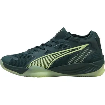 Pánská sálová obuv Pánská obuv na házenou Puma ELIMINATE NITRO SQD 4 7 Tmavě zelená, Světle zelená