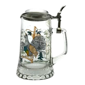 Sklenice Korbel s motivem kamzíka a tetřeva – skleněný s cínovým víčkem 0,4 l