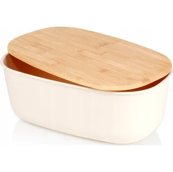 Dóza na potraviny Chlebník KRÉMOVÝ BAMBUSOVÝ box na uskladnění chleba, pečiva a housek