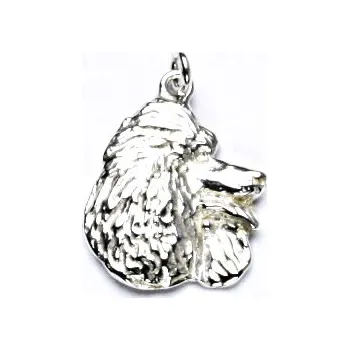 Přívěsek Zlatý přívěsek, bílé i žluté zlato, motiv pudl - P 308 (Zlatý přívěsek pudlík)