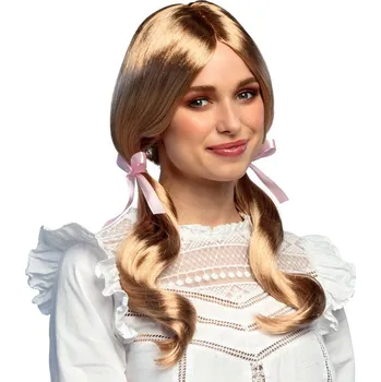 Karnevalový kostým Paruka blond s culíky školačka