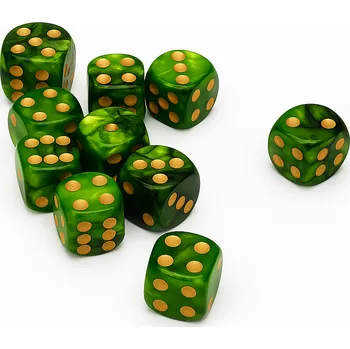 Hrací kostka Hrací kostka zeleno zlatá 10ks
