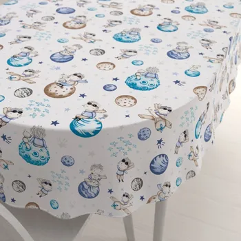 ubrus Dětský bavlněný oválný ubrus Sandra SA-644 Malý modrý princ na bílém 50x100 cm