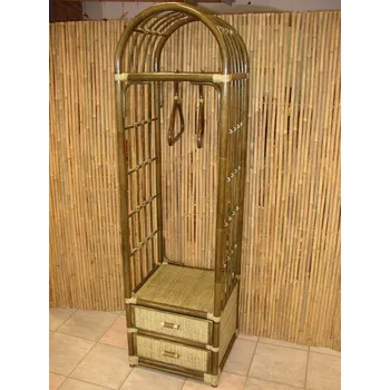 police Ratanová police s věšákem hnědá 6847