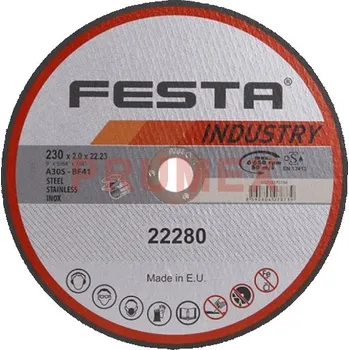 Řezný kotouč Řezný kotouč na kov 230x2,0x22,2 rovný INDUSTRY, FESTA 22280