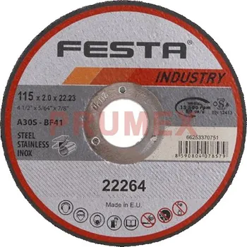 Řezný kotouč Řezný kotouč na kov 115x2,0x22,2 rovný INDUSTRY, FESTA 22264