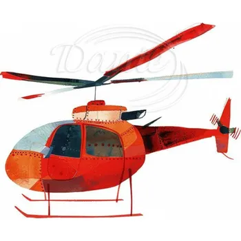 Textilní nažehlovací páska Dante Nažehlovačka Vrtulník červený - 12 x 10 cm