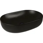 Oltens Hamnes Thin umyvadlo 60,5x41,5 cm na desku, oválné, s povrchovou úpravou SmartClean, černá mat