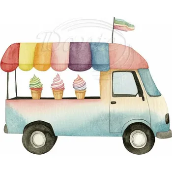 Textilní nažehlovací páska Dante Nažehlovačka Zmrzlinářské auto - 12 x 10 cm