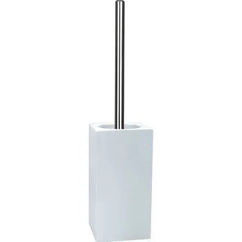 Sada koupelnových doplňků Spirella WC štětka QUADRO, s bílou porcelánovou nádobou