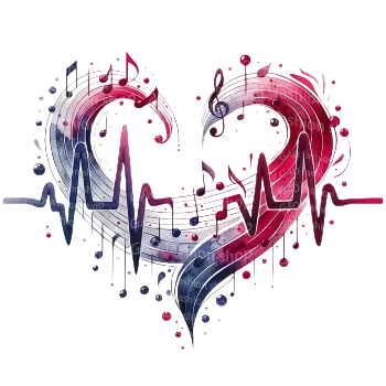 Nažehlovací obrázek - hudba v srdci (8,8 x 6,9 cm)