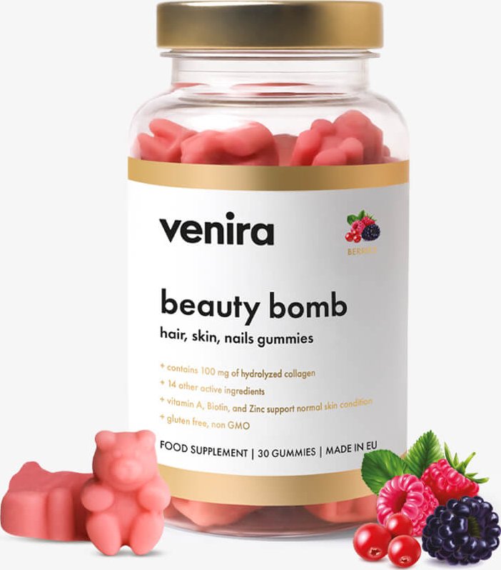 VENIRA beauty bomb - medvídci pro vlasy, nehty a pleť - lesní plody, 30 bonbónů