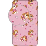 Růžové napínací bavlněné dětské prostěradlo na jednolůžko 90x200 cm Paw Patrol – Jerry Fabrics ID_1780700