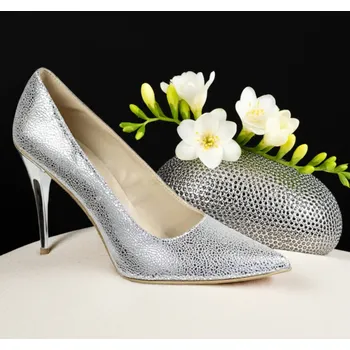 Dámské lodičky Svatební lodičky mramor stříbrné Velikost obuvi: 34