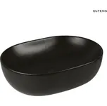 Oltens Hamnes Thin umyvadlo 49,5x35,5 cm na desku, oválné, s povrchovou úpravou SmartClean, černá mat
