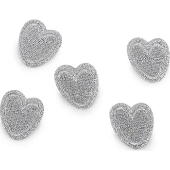 Nášivka Nažehlovačka srdce s lurexem, barva 1 stříbrná