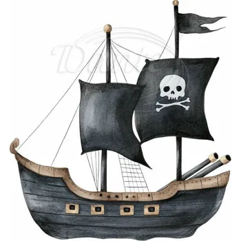 Textilní nažehlovací páska Dante Nažehlovačka Pirátská loď černá - 18 x 20 cm