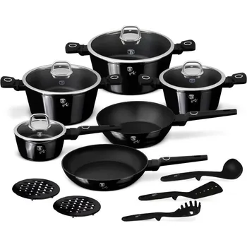 Sada nádobí BERLINGERHAUS Sada nádobí s titanovým povrchem 15 ks Black Vantage Collection BH-8232 + Kuchyňská chňapka v hodnotě 99,-