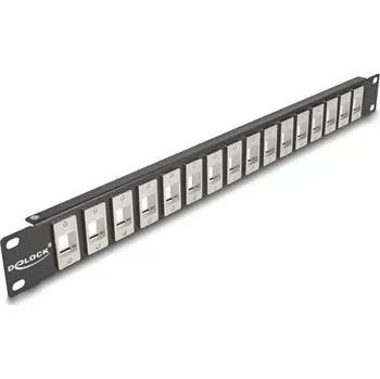 Patch panel Delock 19” Keystone Patch Panel, 16 portů, 1U, černé 66758