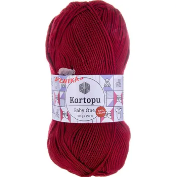 Příze Pletací / háčkovací příze Kartopu BABY ONE K129 tmavě červená, jednobarevná, antipillingová, 100g/250m