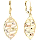 Lillian Vassago Visací náušnice s motivem lístku s kuličkami, kombinované zlato LLV06-GER297