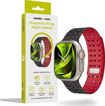 Příslušenství k chytrým hodinkám Mobile Origin Magnetic Strap Apple Watch 49mm/46mm/45mm/44mm Black Red