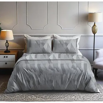 Povlečení Povlečení krep POLYGON GREY 140x220 a 70x90 cm