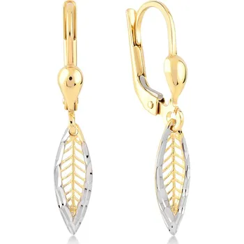 Náušnice Lillian Vassago Visací náušnice s pírkem, kombinované zlato LLV06-GER277