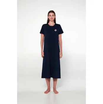 Dámské noční prádlo Vesna Dámská košile modrá s potiskem - dlouhá XL