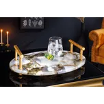 Podnos NOBLE 40cm achát zlaté úchyty