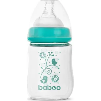 Kojenecká láhev Baboo Anti-colic Glass Feeding Bottle Wide Neck skleněná kojenecká láhev 0m+ 150 ml