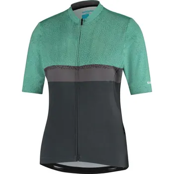 cyklistický dres SHIMANO Cyklistický dres s krátkým rukávem - SUMIRE - zelená/šedá S