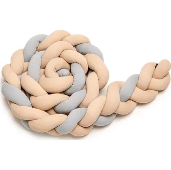 mantinel do postýlky T-tomi Pletený mantinel 180 cm Beige + Grey