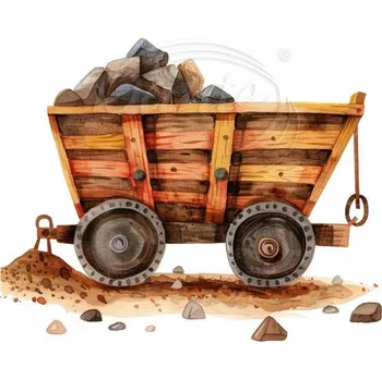 Textilní nažehlovací páska Dante Nažehlovačka Důlní vozík uhlí - 6 x 5 cm